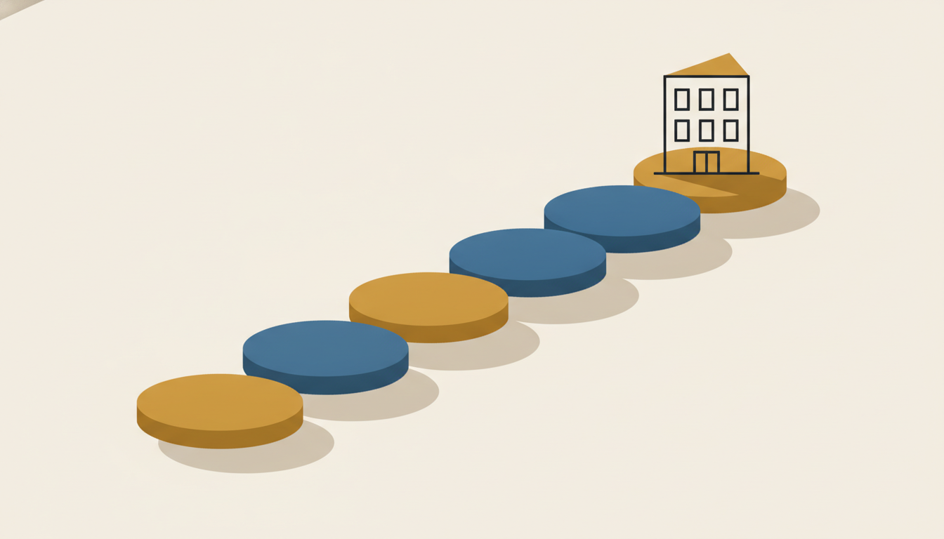 Suite d'étapes numérotées symbolisant un parcours de création d'entreprise