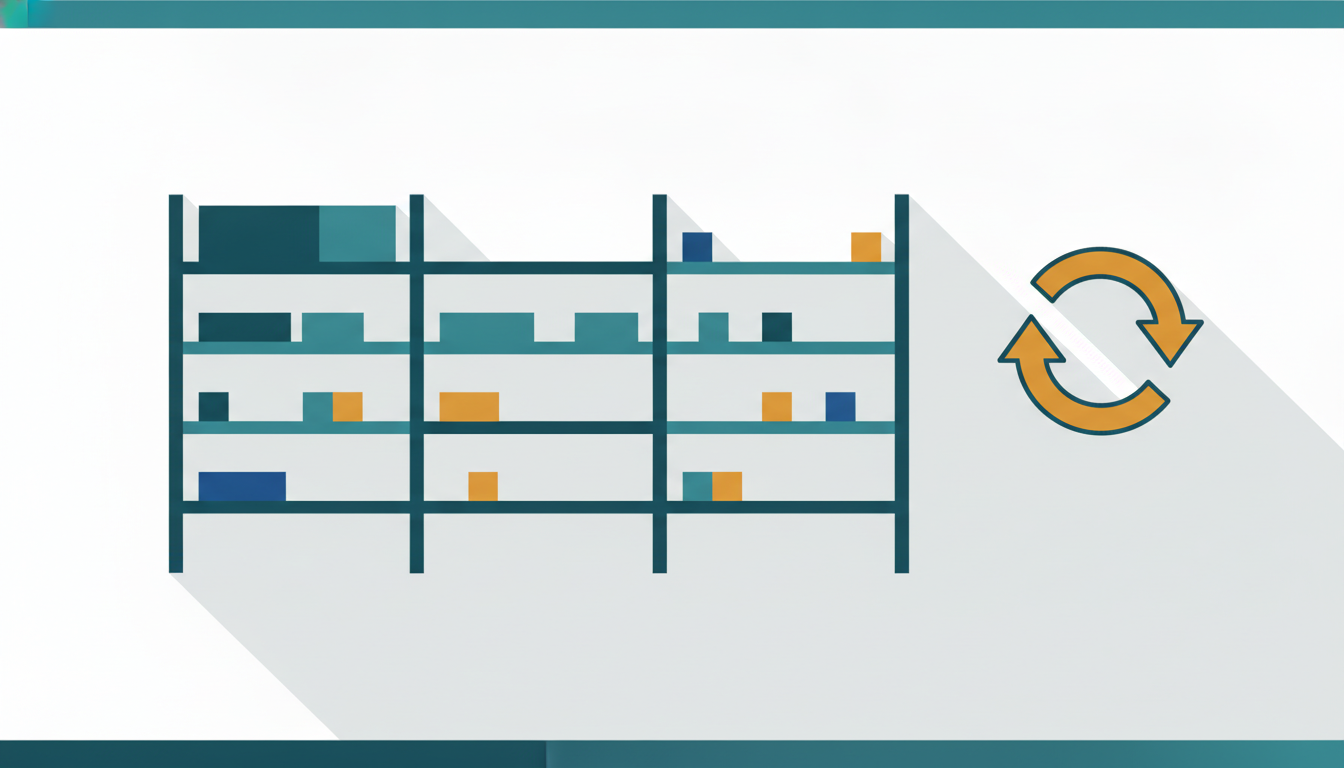 Illustration d'un entrepôt avec des niveaux de stock différenciés